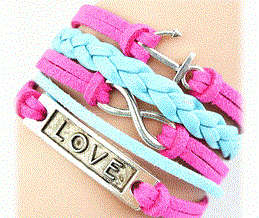 A MUST HAVE - Turquois and pink infinity bracelet