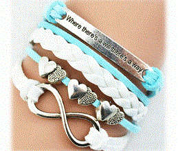 Turquois and white infinity bracelet