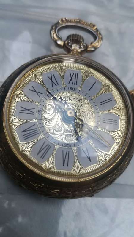 VINTAGE SwissMentor 17J Travel Alarm Pocket watch ,gold plated ,Beautiful,Recently Serviced ,100%