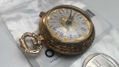 VINTAGE SwissMentor 17J Travel Alarm Pocket watch ,gold plated ,Beautiful,Recently Serviced ,100%