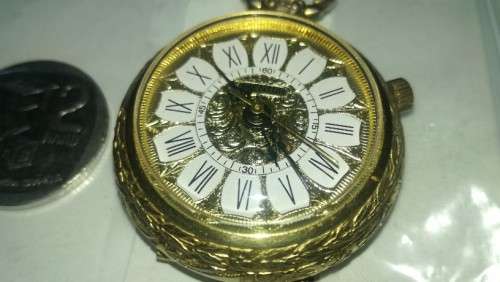 VINTAGE SwissMentor 17J Travel Alarm Pocket watch ,gold plated ,Beautiful,Recently Serviced ,100%