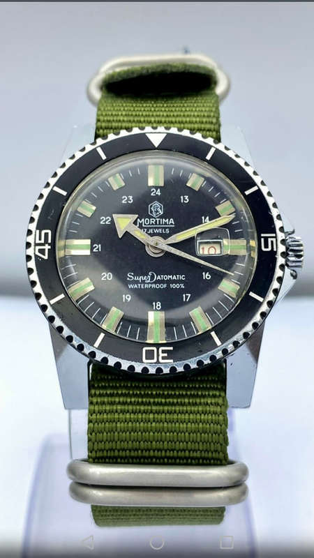 VINTAGE VERY COLLECTABLE MORTIMER SUPERDATOMATIC DIVE WATCH ORIGINAL ,SERVICED WORKS BEAUTIFULLY