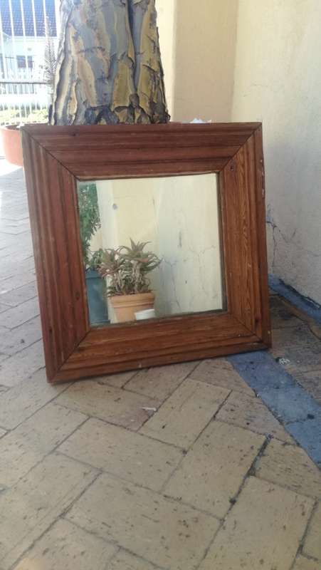 VINTAGE STYLED FRAMED MIRROR ,Suspect its teak