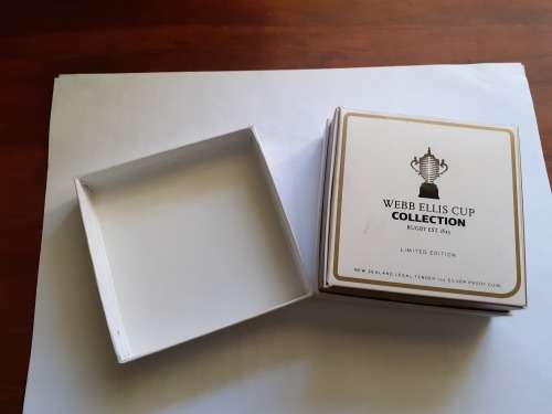 Rugby world cup RWC 2011 Webb Ellis Cup Coin Silver proof coin with 24- carat gold gilding.