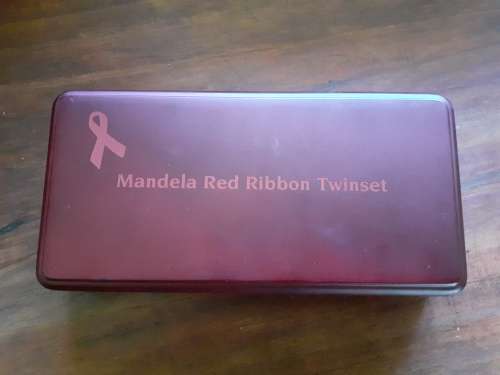 Mandela Red Ribbon Twinset 2012 1/2 ounce gold coin , 1 ounce silver coin. Norway Mint only 2500.
