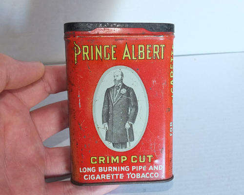 ANTIQUE PRINCE ALBERT CRIMP CUT TOBACCO TIN W/ LID.