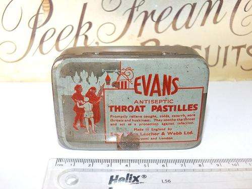 A small Evans Throat Pastilles tin London.