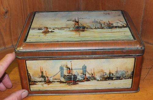 Antique J & J Coleman's Mustard Tin scenes of ships Rare.
