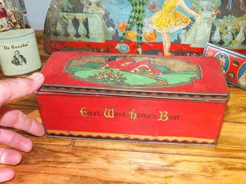 Antique Collectable C. W. S. Biscuits Free Sample Tin Box - 1920's.