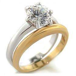 2 Carat CLEAR CZ TWO TONE WEDDING RING SIZE 8