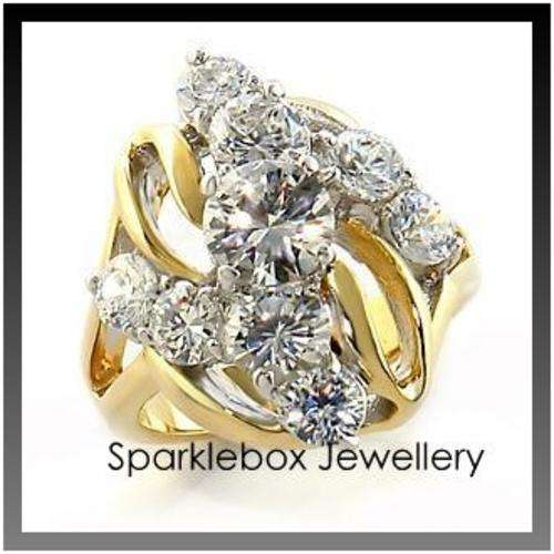 ~BOLD CLUSTER PAVED SETTING BAND RING SIZE 7~***