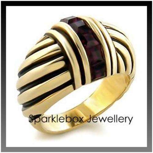 ~UNIQUE DESIGN AMETHYST SWARVOSK CRYSTAL BAND RING SIZE 9~***