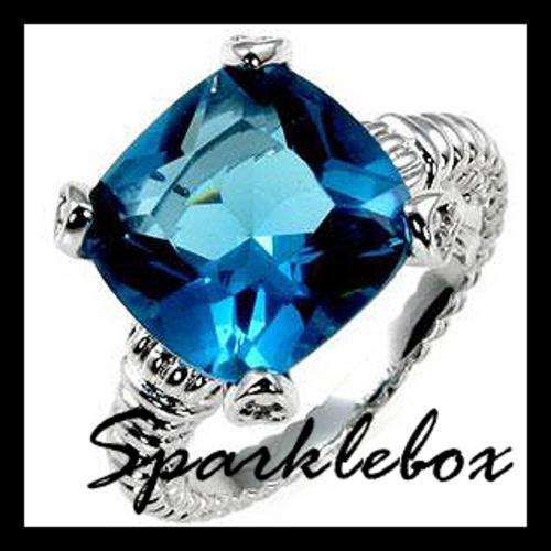 **!!SALE!!**Gorgeous Solitaire blue aquamarine cz prong setting ring**SIZE 9