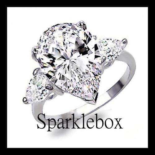5.0ctw Designer Classic Pear Shaped CZ Engagement Ring**SIZE 7