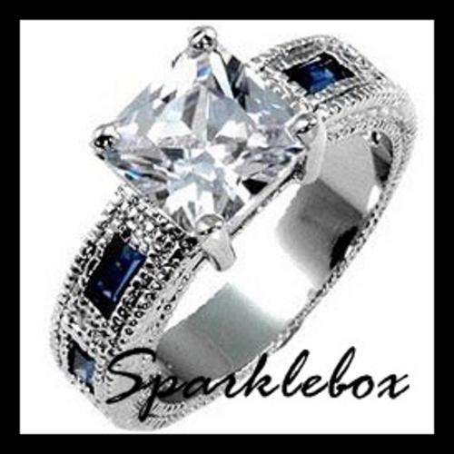 ***R50 STARTING PRICE***Princess Cut Sapphire Blue Simulated Diamond Band Ring***SIZE 8