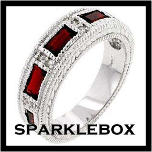 ***R50 STARTING PRICE***Sapphire Red Simulated Diamond Band Ring***SIZE 7
