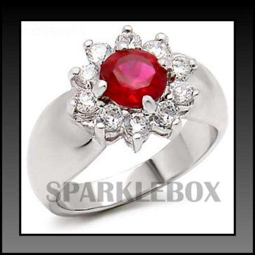 ***R50 STARTING PRICE***2.30ct Ruby Red Cz Flower Setting Ring***SIZE 7