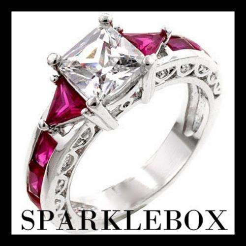 FREE SAPO POSTAGE***R99 STARTING PRICE***3.5CT RUBY Regal Trillion Cut CZ Ring***SIZE 8