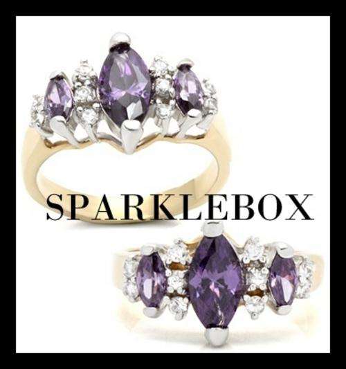 ***NEW STOCK R85 STARTING PRICE***Marcquise Cut Amethyst Simulated Diamond Band Ring***SIZE 6