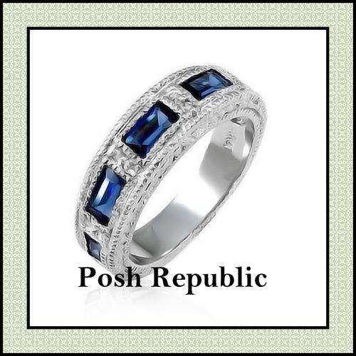 ***R55 SPECIAL PRICE***Sapphire Eternity Band Emerald Cut Sapphire CZ. SIZE 7