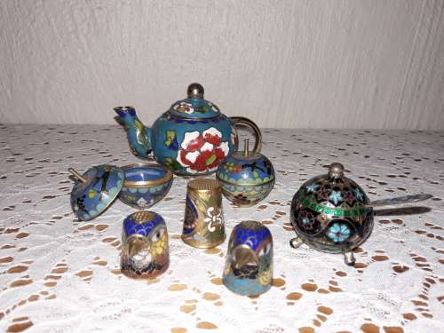 A collection of miniature cloisonne