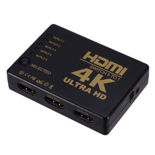 HDMI SWITCH, 4K Ultra HD Remote (5 IN 1 OUT HDMI) 5 Port HDMI Switcher
