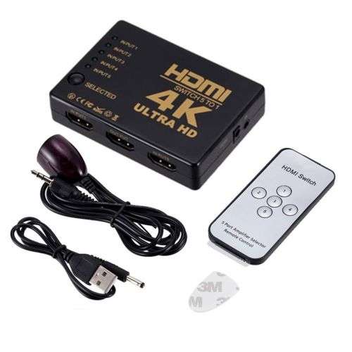 HDMI SWITCH, 4K Ultra HD Remote (5 IN 1 OUT HDMI) 5 Port HDMI Switcher