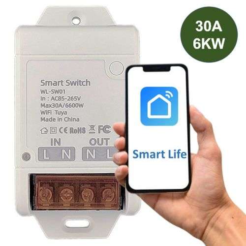 Smart Geyser Timer and Control Switch 30A, 6.6KW | WiFi Tuya Smart Life
