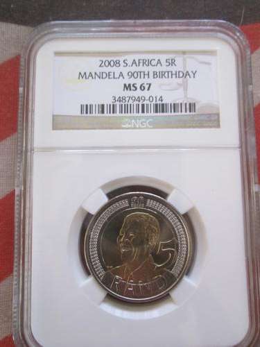 2008 Nelson Mandela 90th birthday MS 67 R5 coin!! NGC GRADED!!