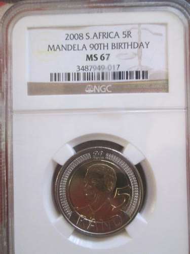 2008 Nelson Mandela 90th birthday MS 67 R5 coin!! NGC GRADED!! VERY HIGH GRADED!
