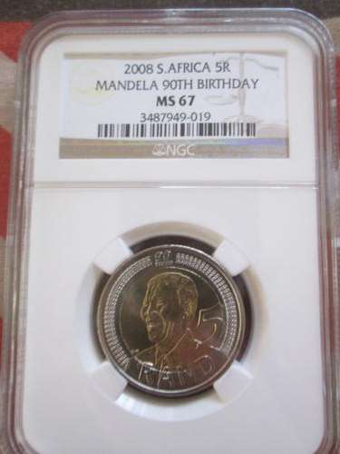 2008 Nelson Mandela 90th birthday MS 67 R5 coin!! NGC GRADED!! VERY HIGH GRADED MS67 COIN **