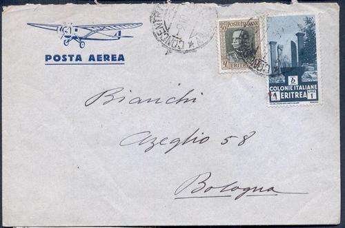 Italian Eritrea airmail cover with 1Lire stamp