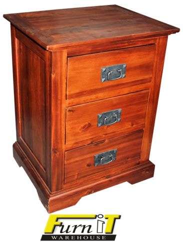 Pedestal / Bedside Table with 3 drawers - SOLID WOOD High Quality