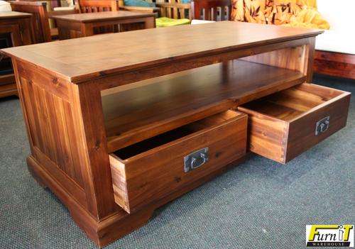 Coffee Table with 2 Drawers - SOLID WOOD High Quality