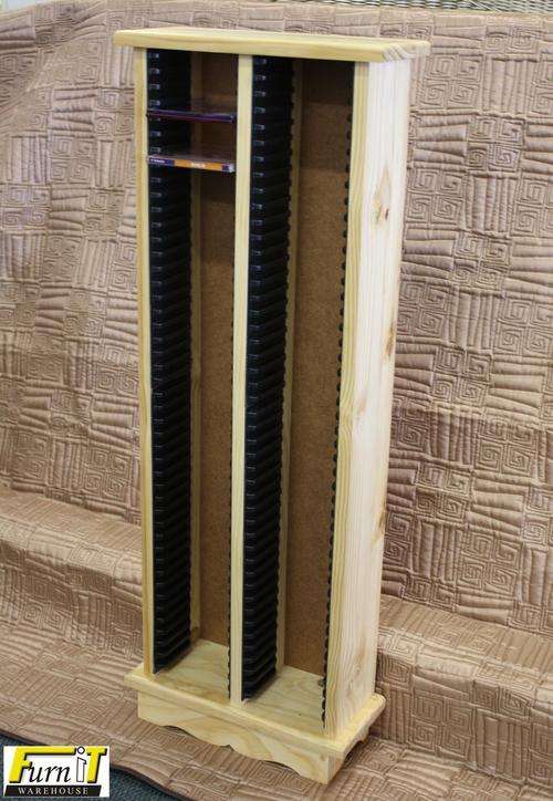 CD Rack - TALL (90 CD's) - SOLID WOOD (NATURAL)