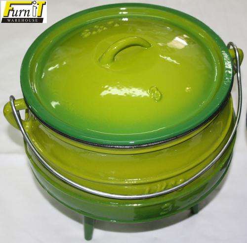 Pot (3-Leg) No 3 Size 7.8 Litre - Cast Iron + GREEN Enamel