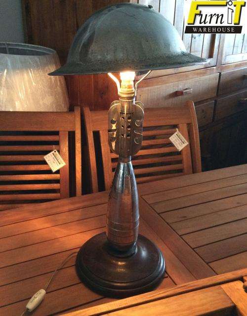 Mortar and "Staaldak" Lamp - Army / War collectors item - Old Chrome - Fair Condition