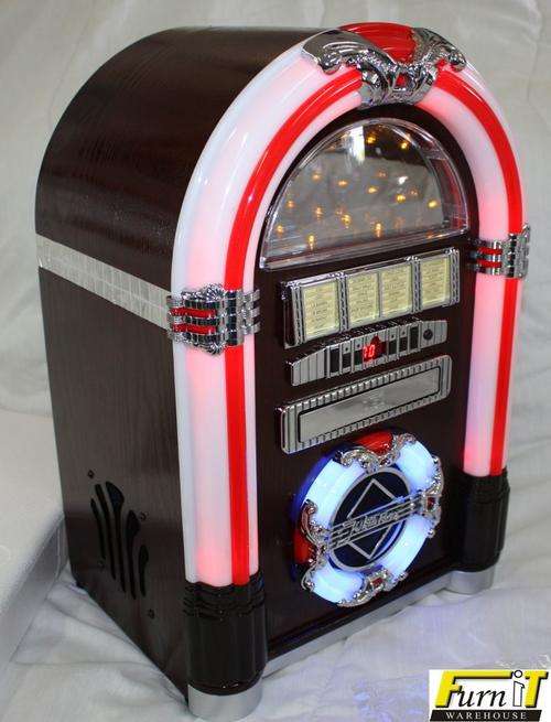 NEW!: MEDIUM Juke Box "Classic Cherry" CD, USB, SD Card, FM/AM, MP3, Remote C