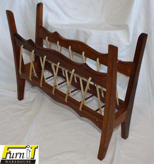 Magazine Rack - Solid Wood and "Riempies" - Good Condition