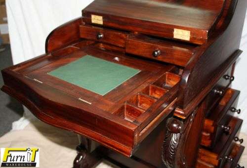 Davenport Writing Bureau with SECRET Compartments - SOLID WOOD - TOP Quality!