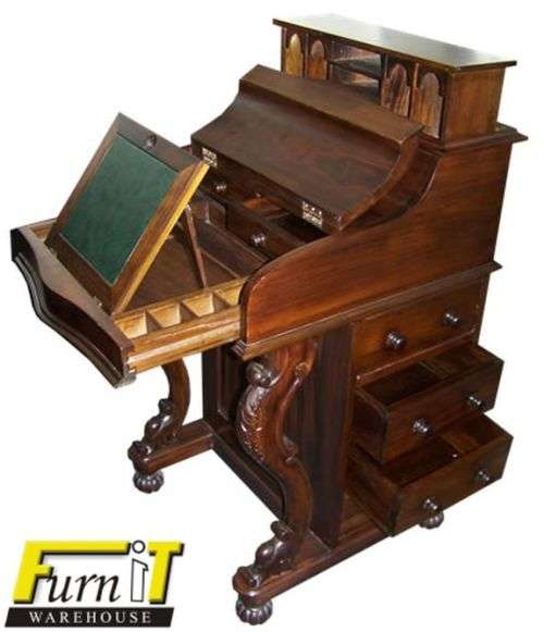 Davenport Writing Bureau with SECRET Compartments - SOLID WOOD - TOP Quality!