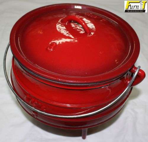 Pot (3-Leg) No 3 Size 7.8 Litre - Cast Iron + RED Enamel