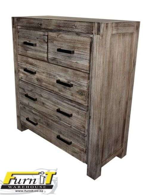GABRIEL Queen Bedroom Set (6 Piece) - FREE DELIVERY - Solid wood - Wire Brush White wash