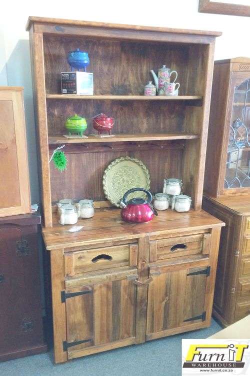 Rustic Buffet & Hutch ("Koskas") - 2 drawers, 2 Doors, Shelves - SOLID WOOD