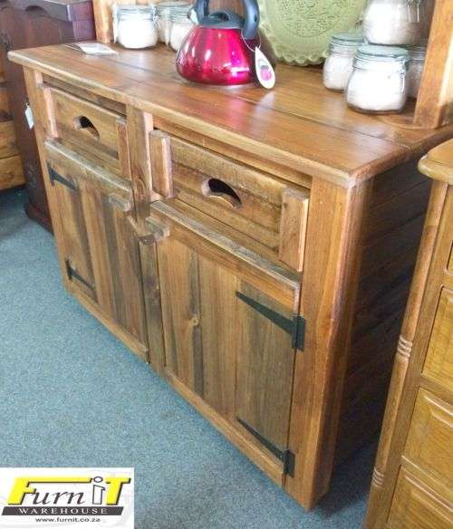 Rustic Buffet & Hutch ("Koskas") - 2 drawers, 2 Doors, Shelves - SOLID WOOD