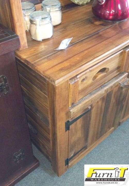 Rustic Buffet & Hutch ("Koskas") - 2 drawers, 2 Doors, Shelves - SOLID WOOD
