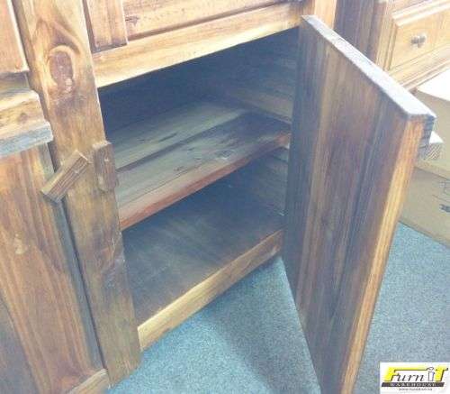 Rustic Buffet & Hutch ("Koskas") - 2 drawers, 2 Doors, Shelves - SOLID WOOD