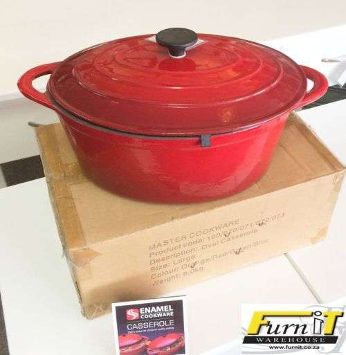 CHEF Oval Cast Iron Casserole (3 Liter) - ENAMEL (RED)
