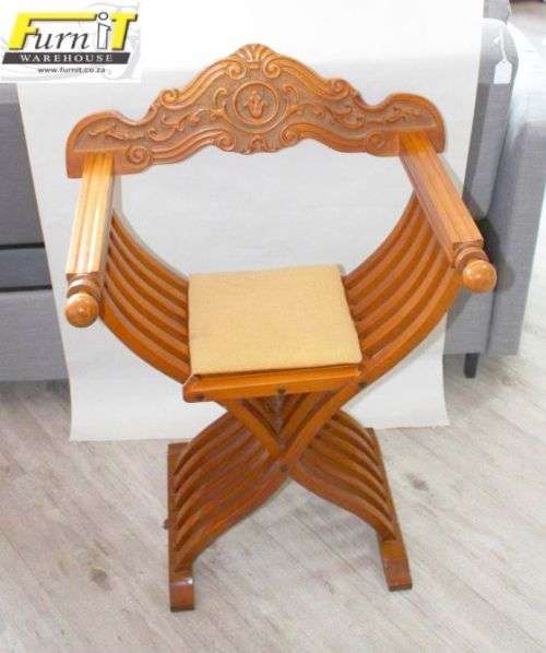 Antique Italian SAVONAROLA X Folding Chair - Highly Collectable - Walnut