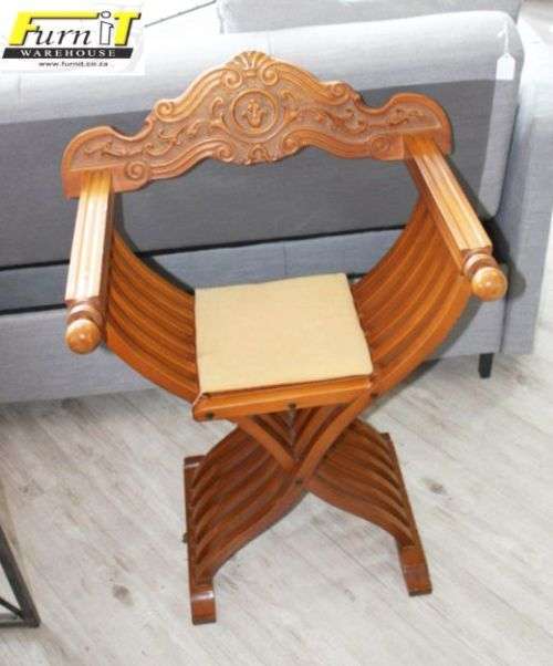 Antique Italian SAVONAROLA X Folding Chair - Highly Collectable - Walnut